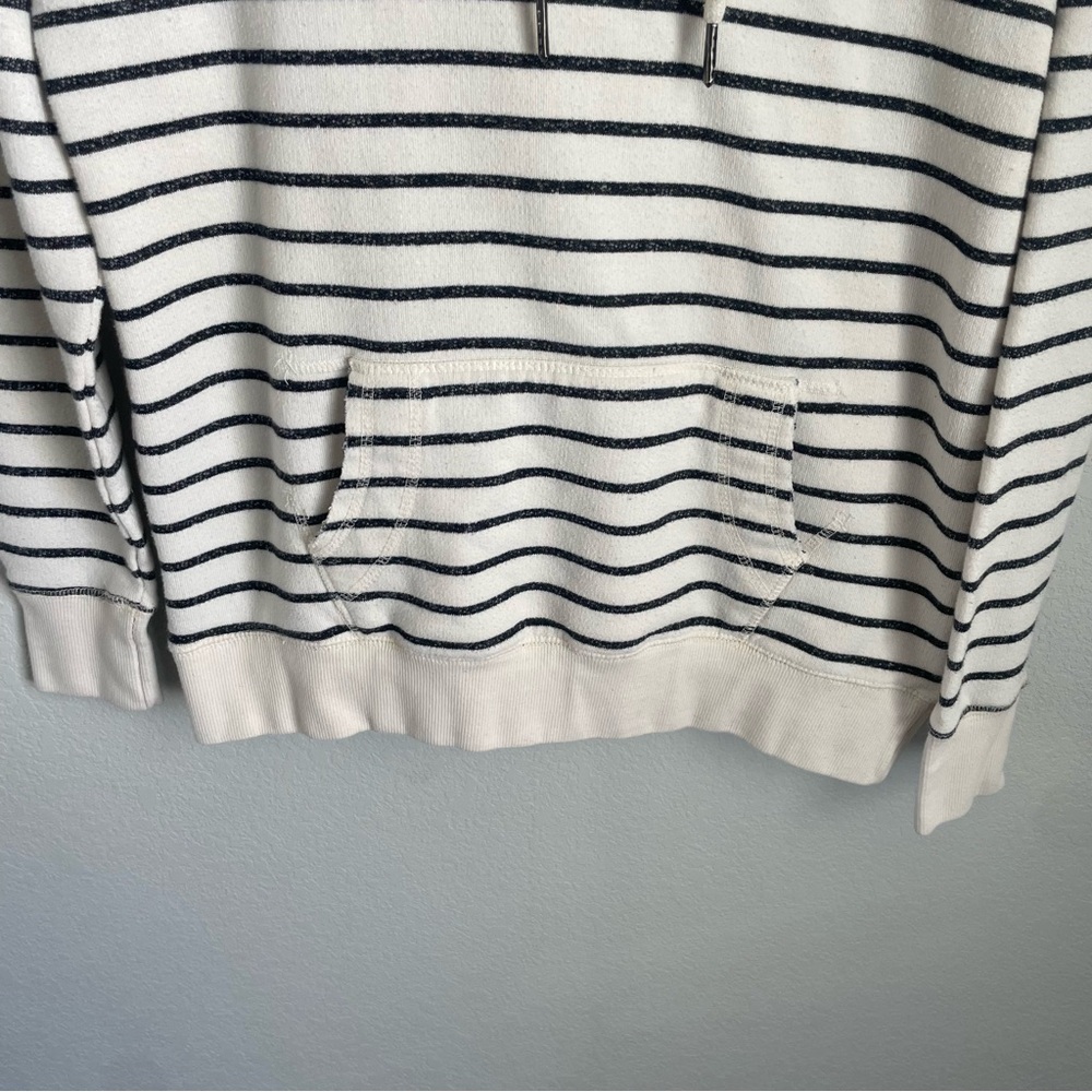 Jo & Co Striped Hoodie Women Medium Black White Pullover Nautical Sweatshirt - Picture 4 of 8